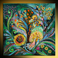 28" Abstract figurative painting on canvas "The tree of desires" green yellow color light thick paint huge wall painting Israeli art : ABOUT THIS PAINTING While the law of karma cannot be discounted, you are doubtlessly a product of your ow