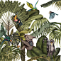 Magical Jungle for the tiles of Casa Cook Hotel. : Drawing for the tiles of the luxuries hotel in Rhodes, made by German studio Lambs and Lions. 