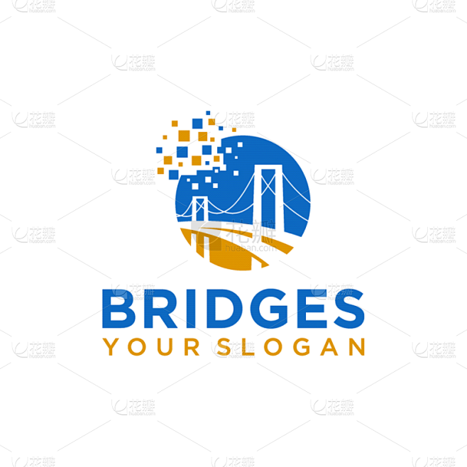 pixel bridge logo design template