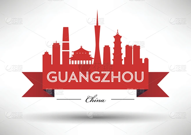 矢量,城市天际线,广州,亚洲,符号,摩天大楼,著名景点,无人,户外,标志素材-花瓣网