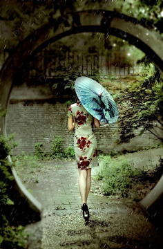 雨巷旗袍背影高清大图图片