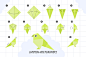 动物折纸步骤教程矢量图