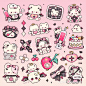 some hello kitty stickers are on a pink background and there is no image in it