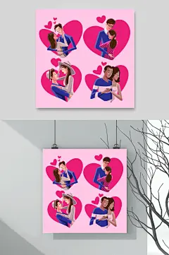 爱情卡通情侣插画矢量素材-众图网