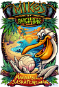 Mike's Beach Bar T-Shirt Illustration : T-Shirt illustration I created of a Pelican on the beach for Mike's Beach Bar.  This was a direct-to-garment design, which I really enjoy, because there's no limit to how many colors I can use. 