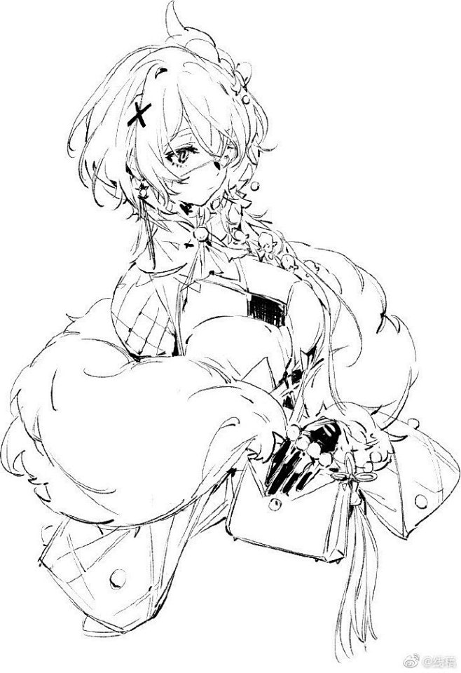 动漫人物少女线稿插画素材
twi：_Ch...