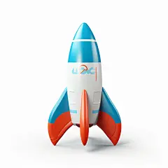 简约卡通火箭3d火箭