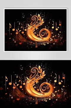 AI数字艺术音乐乐符乐谱元素插画