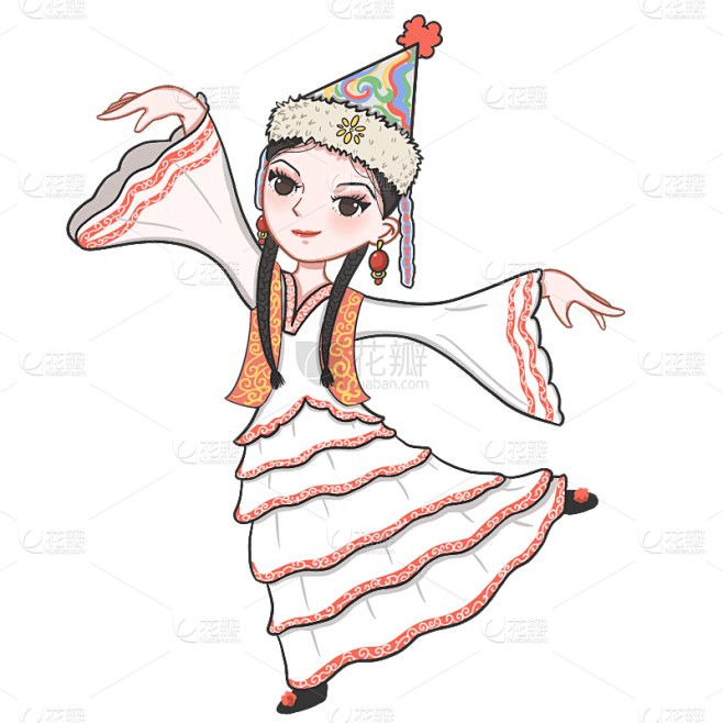 手绘卡通-民族舞人物贴纸
