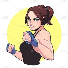 海报，卡片或印有运动女孩的t恤。时尚动漫风格矢量插图
