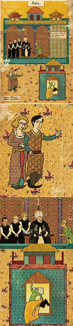 来自土耳其伊斯坦布尔的平面设计师Murat Palta在他的毕业论文中绘制了这些充满土耳其风情的《教父》海报。  海报选取经典电影《教父》中的经典人物和场景，然后通过土耳其元素来表现人物性格，表达电影情节。设计师尤其擅长专注于细节，海报中的建筑、人物服饰、以及图案具有浓郁的土耳其风情，甚至一看就可以哪个是由马龙·白兰地扮演的教父。