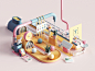 3D abstract c4d catoon cinema4d ILLUSTRATION  Isometric petertarka Render soft