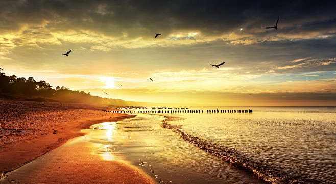 海边日落美景封面大图