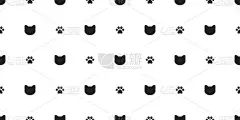猫无缝模式爪子矢量猫脸孤立的背景壁纸