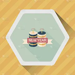 中国节日的对联与灯笼扁平图标与长阴影