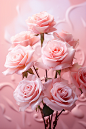 pink roses with a pink background, in the style of dreamy and romantic compositions, photobashing, nikon af600, light and airy, floral accents, award-winning, light beige and white