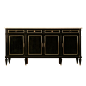 Stately Refined Ebonized French Louis XVI Buffet w/Brass & Marble: 