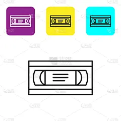 盒式录音带,分离着色,图标,黑色,线条,过时的,传媒,塑胶,直的
