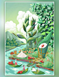 端午节包粽子场景手绘插画端午