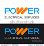 The word POWER with a stylized letter W and the words - ELECTRICAL SERVICES. Vector logo and sign.