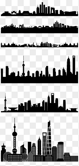 上海城市建筑剪影合集png装饰图案➤来自...