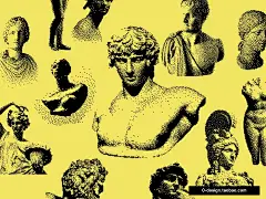 86款潮流复古暗黑骷髅雕像低保真马赛克像素风ai矢量插画设计素材
