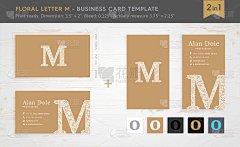 花信M.名片模板。花叶手绘个人卡片设计。