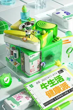 C4D牛奶创意海报-素材库-sucai1.cn