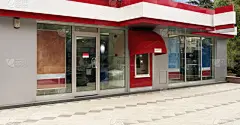 银行,枝,银行业,社区,自动取款机,办公室,正面视角,留白,新的,水平画幅