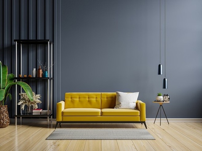 Yellow sofa and a wo...