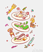 Brosmind工作室出品的插画，糖果色的风格将食物画的绘声绘色，同时由融入了趣味元素。#求是爱设计#