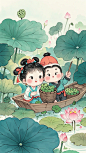 古风水墨风儿童插画 - 小红书