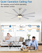 Amazon.com: POCHFAN 72 inch Large Ceiling Fans with Lights and Remote Control, Modern Ceiling fan with 9 Wooden Blades for Kitchen Living Room Patio,Quiet DC Reversible Motor,Dimmable,6 Speed,Brushed Nickel : Tools & Home Improvement