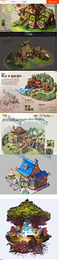 游戏Q版魔幻场景 2D建筑设定CG原画 线稿 游戏房屋设计参考素材29-淘宝网 #素材#