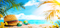 海边summer椰子树叶草帽沙滩背景_新图网 https://ixintu.com 草帽 沙滩背景 图片 海报banner 摄影 海边summer椰子树叶 风景