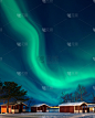 北极光,挪威,在上面,极光,磁场,小木屋,日落时分,垂直画幅,天空,形状