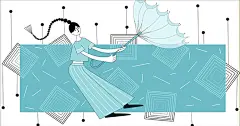扁平化人物卡通时尚个性女孩插画手绘ps分层设计广告展架海报素材-淘宝网