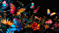 suyunkai_Colorful_butterflies_flutter_among_the_flowers_Black_b_b
