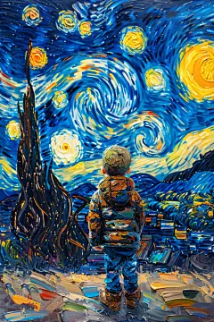 单人六一儿童节小王子油画风插画
