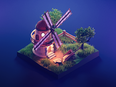 Windmill at Night wi...