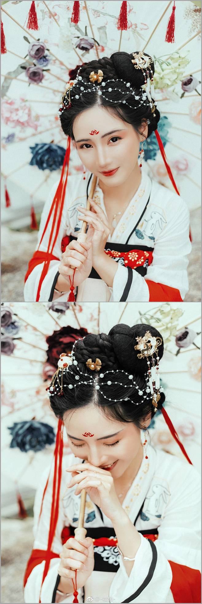 紅袖步搖，瓔珞迤邐，
執扇半倚欄，雲鬢更...