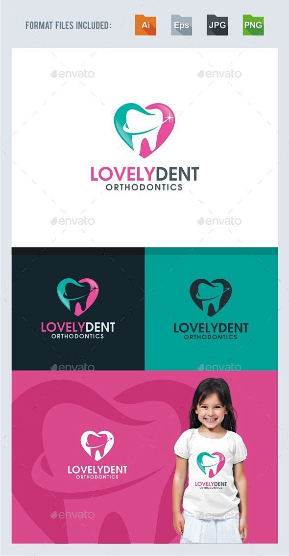 可爱的牙齿标志模板——符号标志模板Lov...