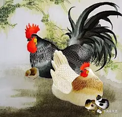 苏绣中的鸡：
