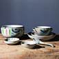 日式陶瓷餐具套装 碗 碟 勺