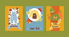 sim-setBaby clothing vector cartoon kids autumn clothes fashion newborn garment and childs apparel for the fall children shopping advertising banner backdrop set illustration background