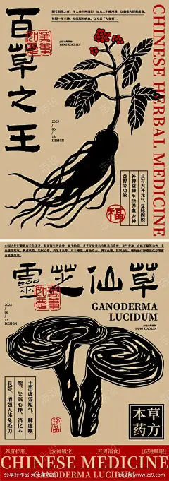 人参灵芝中草药手绘插画海报_源文件下载_AI格式_827X2347像素-扁平,复古风,医药-作品编号:2025061313462285-志设-zs9.com
