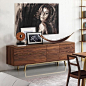 Currently trending, walnut with brushed gold. We love modern design! #gold #modern #walnut #midcenturymodern #italy2000 #italy #finefurniture #chic #glam #interiordesign #inspire_me_home_decor #designinterior #international #moderndesign #style #fashion #