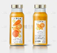 水果、蔬菜和生姜排毒。橙子，胡萝卜和姜的混合物。美丽透明的整个和切开的水果。
