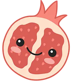 half pomegranate cutout - hand drawn drawing in realistic style with gouache paint