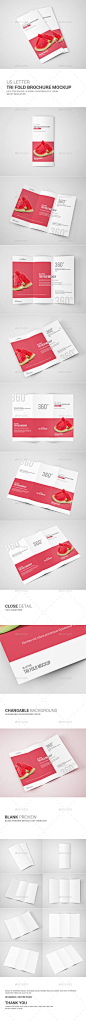 GraphicRiver Tri-Fold Brochure Mockup US Letter 10877376: 